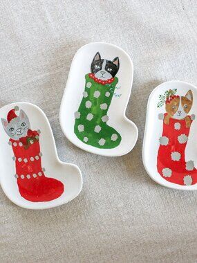 NWT! Meowy Christmas Cat Appetizer Dish Set of 3 (Original Packaging)
